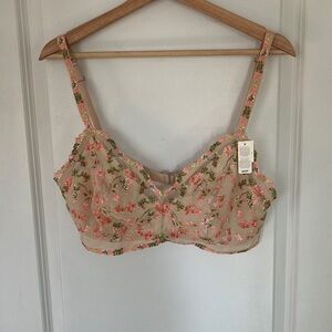 NWT Aerie Floral Embroidered Mesh Bralette XL